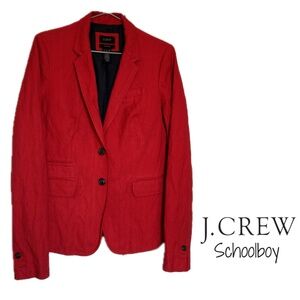 J Crew Schoolboy Blazer Red Sz 6 Tall 38985 Rayon Metallic Herringbone